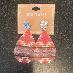 Austin West Red and Blue Teardrop Earrings
